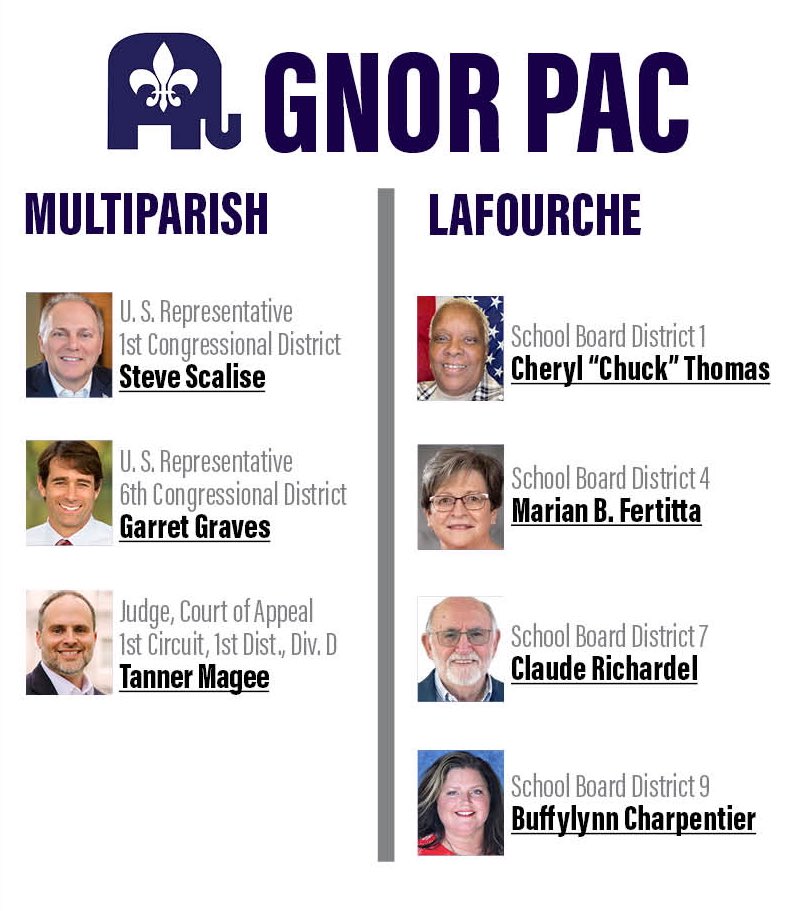 GNORPAC endorsements in LaFourche Parish. @SteveScalise @RepGarretGraves @TannerDMagee