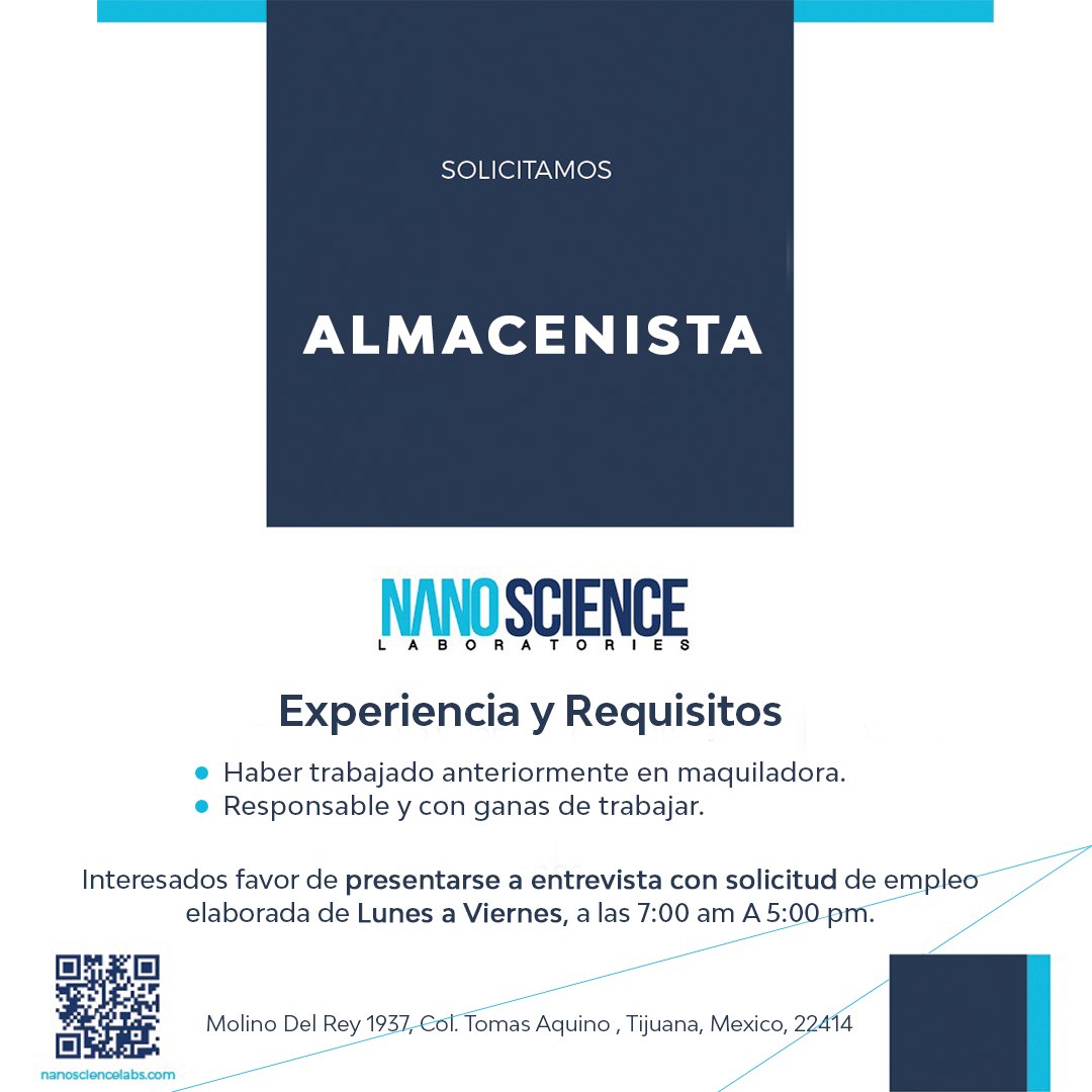 NLaboratorie's tweet photo. Interesados presentarse a entrevista con solicitud.
👉🏻 CONTRATACIÓN INMEDIATA.
👉🏻 SUELDO ATRACTIVO.
👉🏻 FONDO DE AHORRO.
Dirección: Molino Del Rey 1937, Col. Tomas Aquino, #Tijuana, Mexico. TEL. (664) 449 76 22 EXT.104
#solicitamos #trabajadores #trabajo #produccion #almacenista https://t.co/BkzZjxYuCx