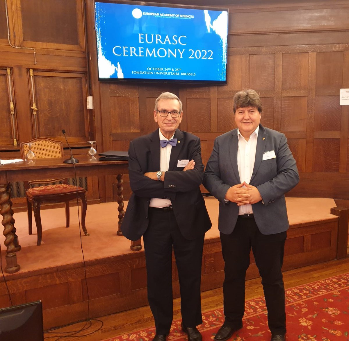 It was great to participate today at the European Academy of Sciences (EurASc) @eur_sc Ceremony 2022 in Brussels 🇧🇪 led by EurASc president Rodrigo Martins. A packed program of excellent scientific presentations on key research areas: energy, healthcare, environment. Many thanks!