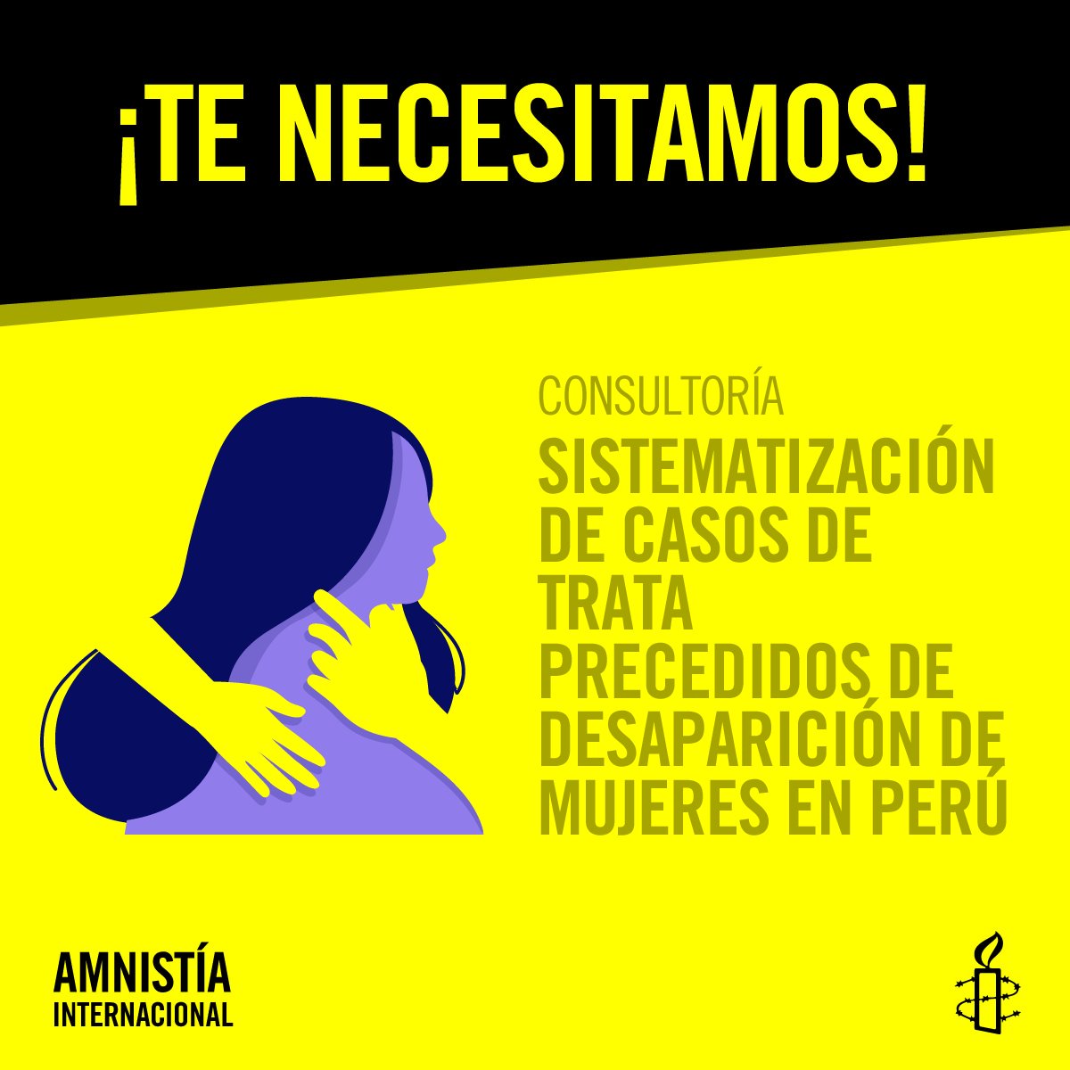 #TeNecesitamos 🫵 Postula a nuestra consultoría para la Sistematización de casos de trata precedidos de desaparición de mujeres en el Perú. ¡Tienes hasta el 7 de noviembre! Lee más: amnistia.org.pe/convocatorias/…