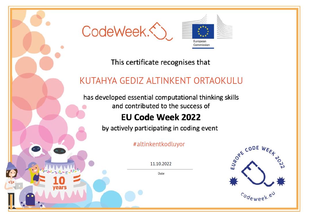 okankaraca0015's tweet image. Kütahya Gediz Altınkent Ortaokulu 2022 Avrupa Kod Haftası Etkinliklerimizden Kareler 🇹🇷🇪🇺
@tcmeb @KutahyaValiligi @alicelik_64 @kutahyamem @BasyigitHasann @kod_43 @ArgeKutahya @GedizM @bahadurmahmut @gedizbld @umtkaraduman #Codeweek2022