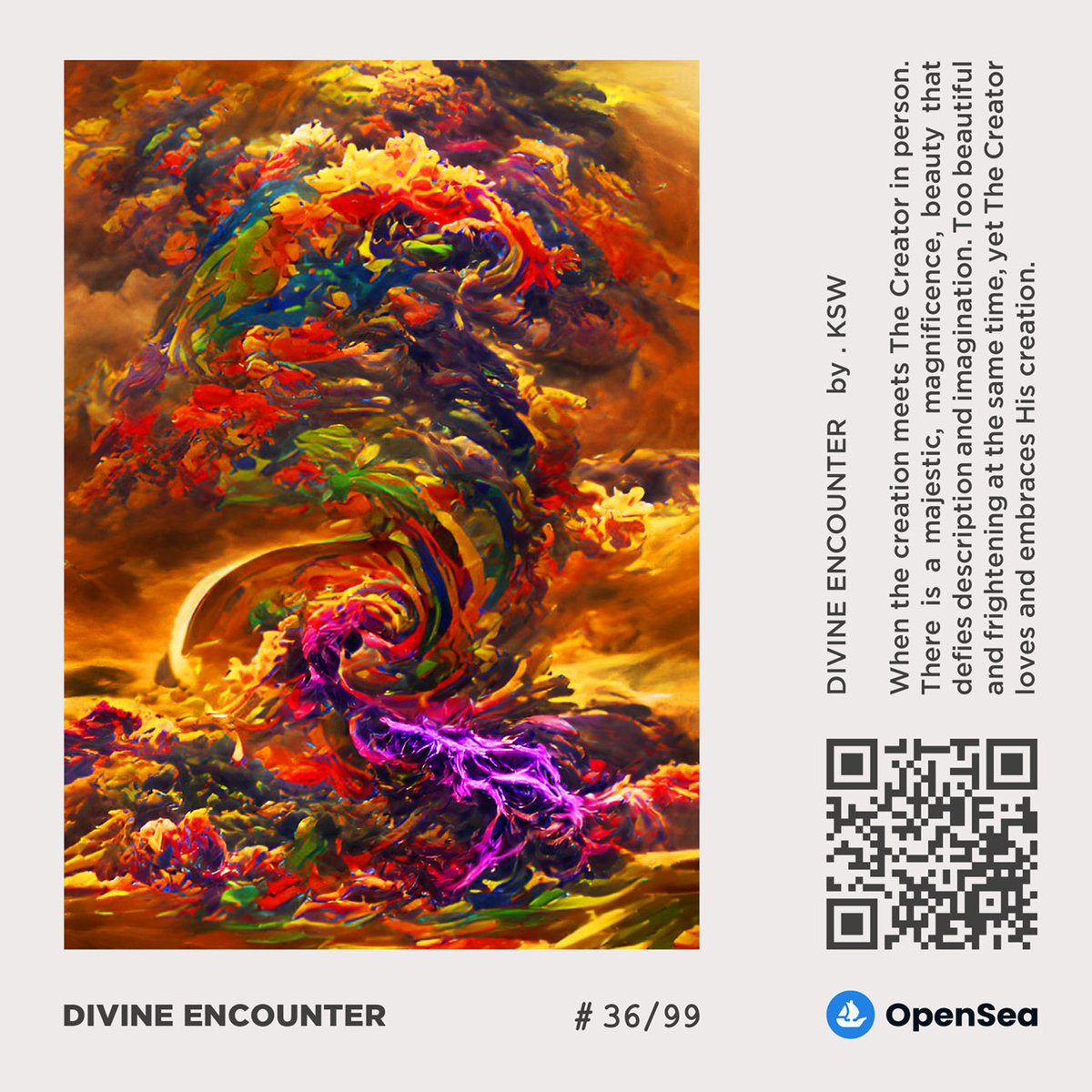 kefassendy's tweet photo. Divine Encounter # 36/99 is now available on @opensea. Five items will be release every week. ⚡️
•
https://t.co/goAYPkrisC
•
#DivineEncounter #openSea #openSeaArt #openSeaNFT #nftCommunity #nftId #nftAsia #nftArt #nft #cryptoArt https://t.co/TuUBB9WKVR