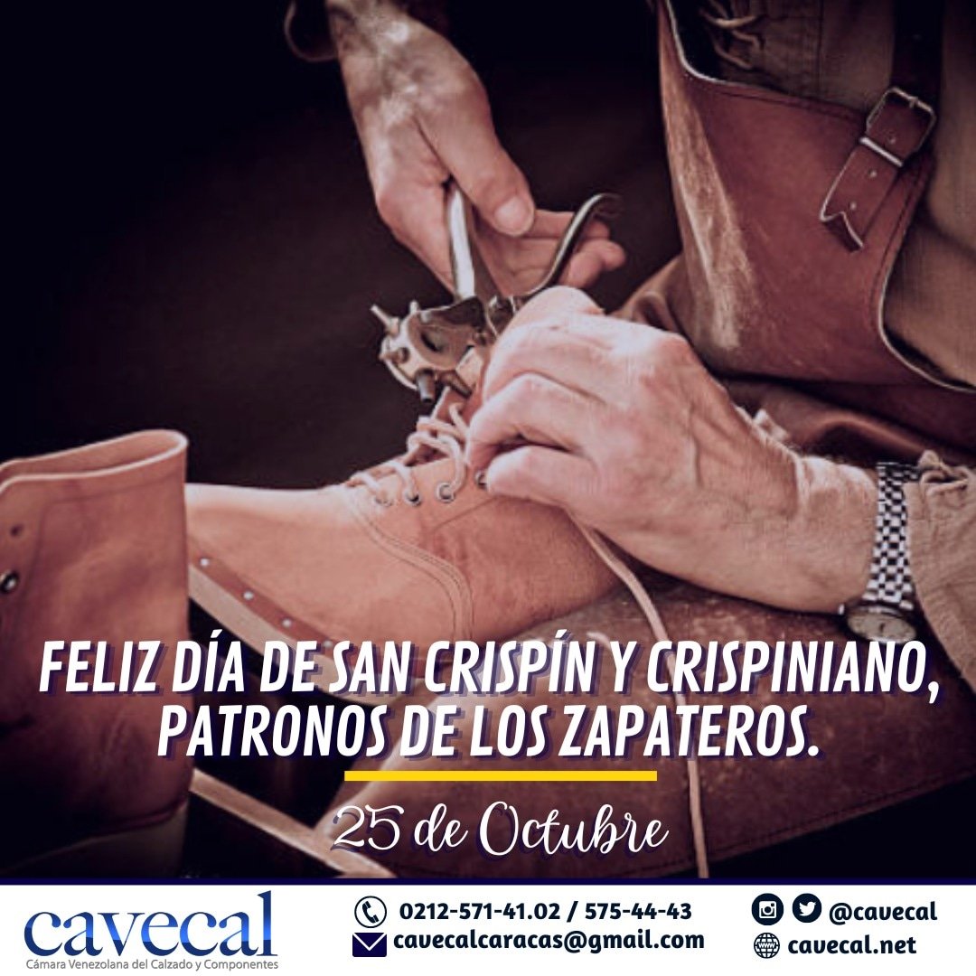 cavecal's tweet photo. Celebramos hoy el día del zapatero en honor a San Crispín y San Crispiniano, quienes se reconocen como los patrones de quienes se dedican a este oficio.

CAVECAL felicita a todos los zapateros en su día y reconoce  el esfuerzo que hacen a diario en beneficio de nuestro sector. https://t.co/WXw7mwnmaS