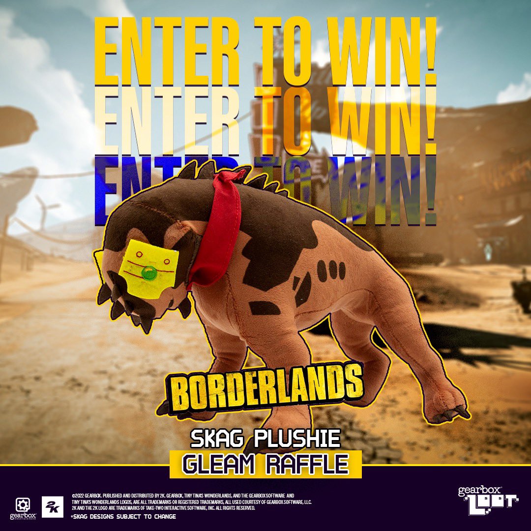 GearboxLoot's tweet photo. FL4K doesn't have to be the only Vault Hunter with a Skag companion.

Mr. Chew from Borderlands 3 is one of the plushies you can win in our current Gleam contest! Look at that adorable bandana. 👀💕

Enter for the chance to adopt him and seven other skags: https://t.co/OA6iUBr31x https://t.co/f3GpE21uDu