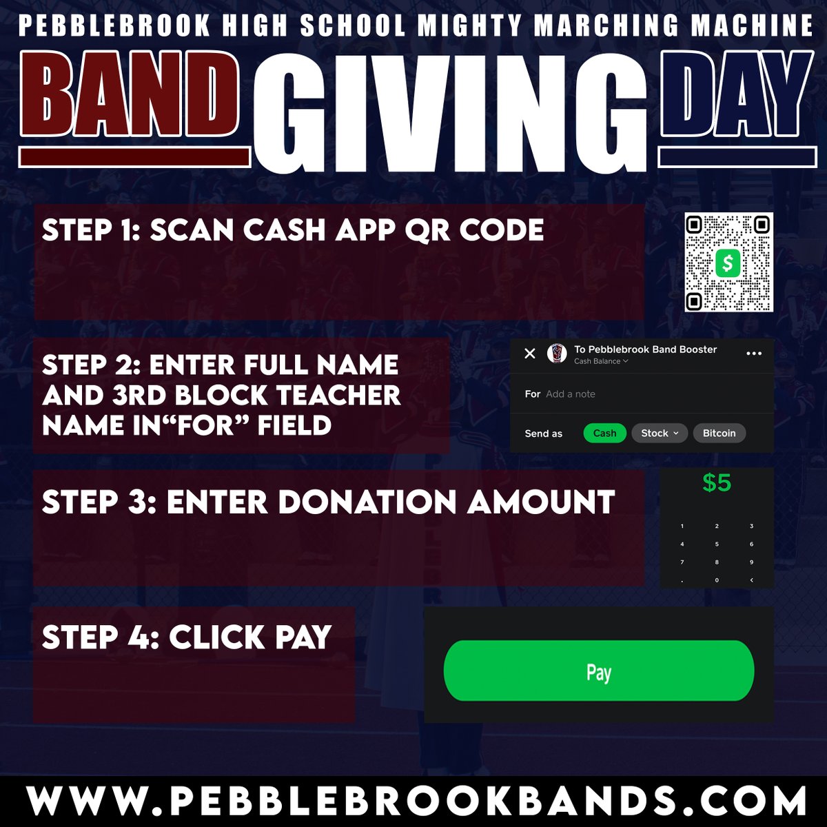principal_proud's tweet photo. Tomorrow is the big day! Let's help our Band make it to the Sugar Bowl with our "Band Giving Day." We are asking all Falcon Supporters to donate $5.00 during 3rd period tomorrow. Our Band will perform tomorrow morning and during 2nd period at the Falcon Stadium. https://t.co/J91UbBNtmP