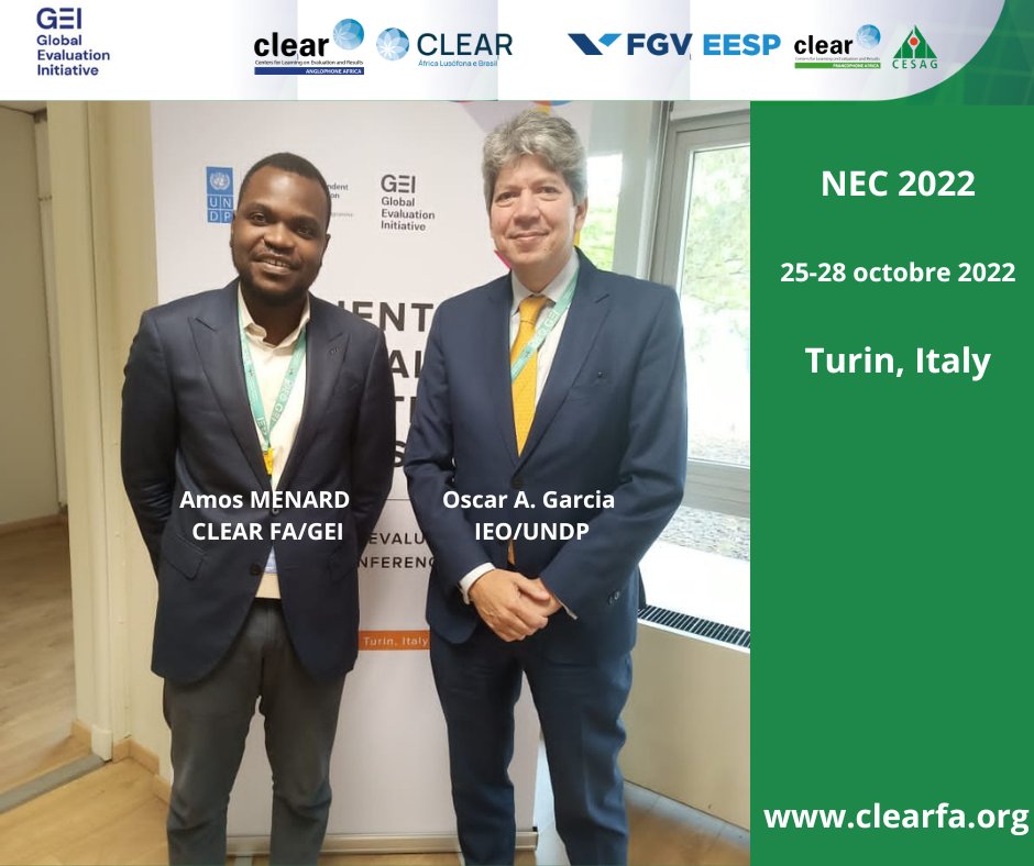 ClearFA_CESAG's tweet photo. The session was of particular interest to the #ClearFA team, especially the Deputy Director #AmosMenard who was present in the room session (shown 👇with @OscarGarciaUNDP, the Director of the Independent Evaluation Office @UNDP_Evaluation, host of the #NECdev 2022);
@UNICEFMada https://t.co/1xirbMqyhi