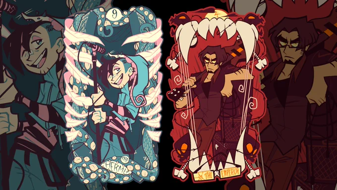 Choose your destiny, freaks!  Hot off the press, we have brand new character tarot card designs for an assortment of merch, designed by !Order them below to help support support the show!  #FarFetchedShow 