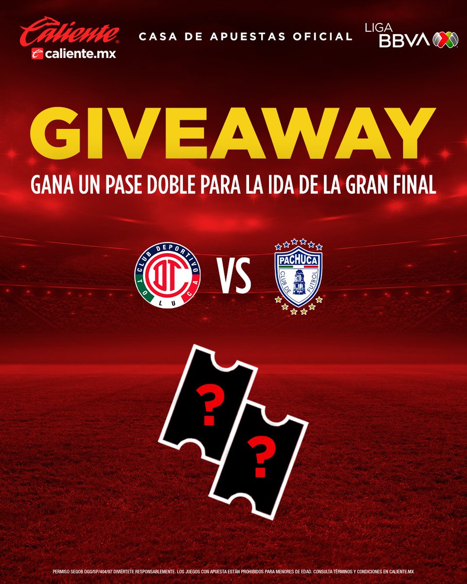 🚨👹 GIVEAWAY DIABLO 👹🚨

¡Participa por UN PASE DOBLE junto a <a href="/calientesports/">Caliente Sports</a> para asistir al partido de IDA de la GRAN FINAL!

1️⃣ Dale RT y ❤️
2️⃣ Sigue a <a href="/calientesports/">Caliente Sports</a> en TW e IG 📲 instagram.com/caliente_sport…
3️⃣ Comenta el HT #MásAcciónMásDiversión🔥