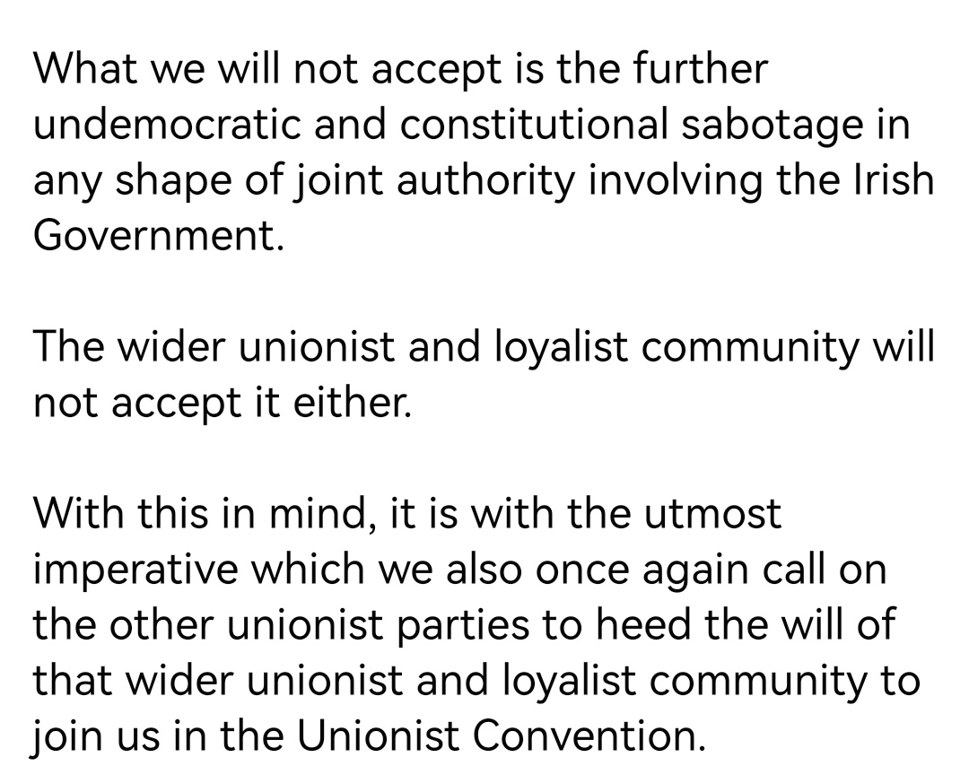 OfficialPUP's tweet photo. We can only ask, is the introduction of such language into the discussion around the collapse of Stormont (as a direct result of Protocol) indicitive of an intended, coordinated change of position from these parties? Do they now disregard the validity of the Belfast Agreement? https://t.co/MPicTa9Wh1