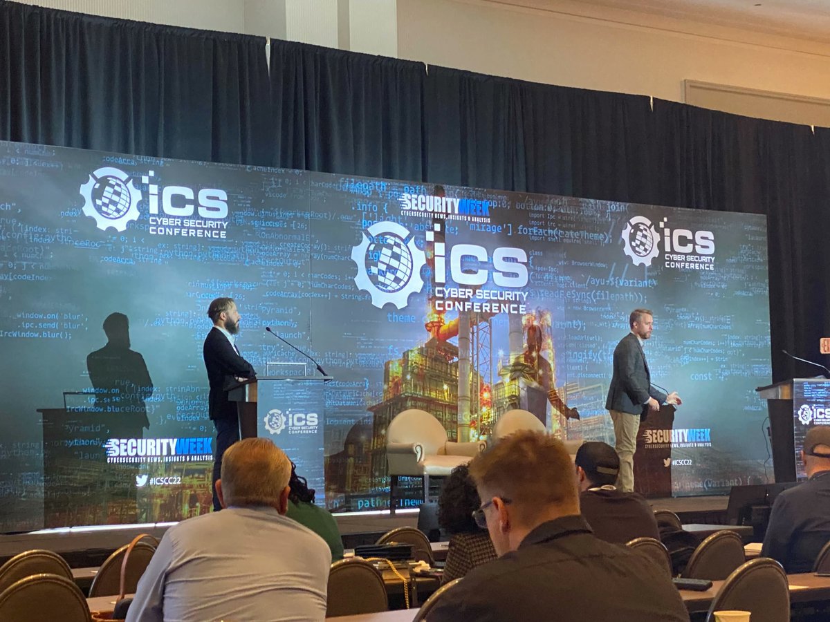 DragosInc's tweet photo. We're here at #ICSCC22! Stop by the Dragos booth S14 to chat with us about your #OTcybersecurity needs! https://t.co/89jPVAzDw2