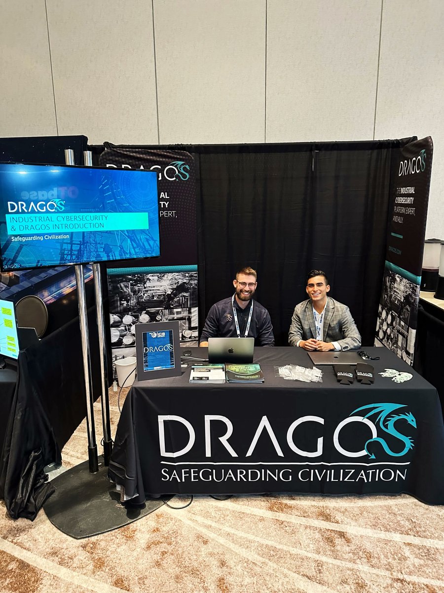 DragosInc's tweet photo. We're here at #ICSCC22! Stop by the Dragos booth S14 to chat with us about your #OTcybersecurity needs! https://t.co/89jPVAzDw2