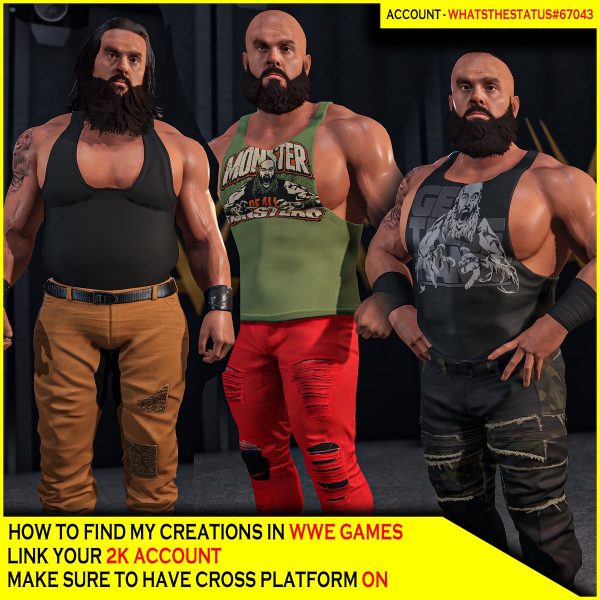 WhatsTheStatus's tweet image. ➠ NEW #WWE2K22 Upload 

✮ Braun Strowman Pack!

★ Braun Strowman Commentary Included
★ Fixed Weightclass
★ Renders included
★ Collaboration with 
@Madden2kCaws 

Search ➠ BRAUNPACK6789