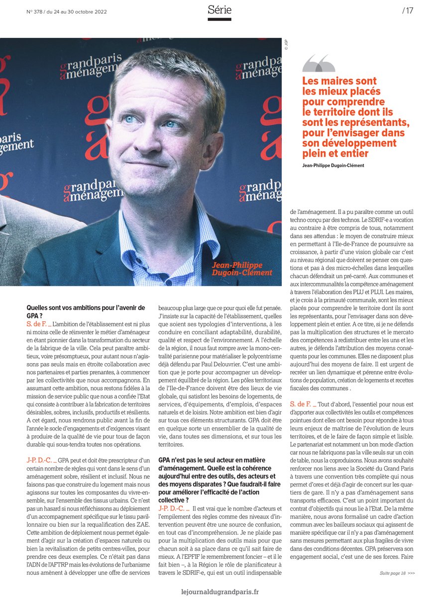 gpamenagement's tweet photo. 📣Découvrez le dernier article de la série spéciale de la rentrée par le @JournalGdParis à l'occasion des 60 ans de @gpamenagement ! 1962-2022 #AFTRP
🎙Interview de @JPDugoinClement &amp; @de_Fay_Stephan 

Accédez à la suite de l'article ➡️https://t.co/2WknDTJ3Dh

#ville #iledefrance https://t.co/ct5ohL0i0G