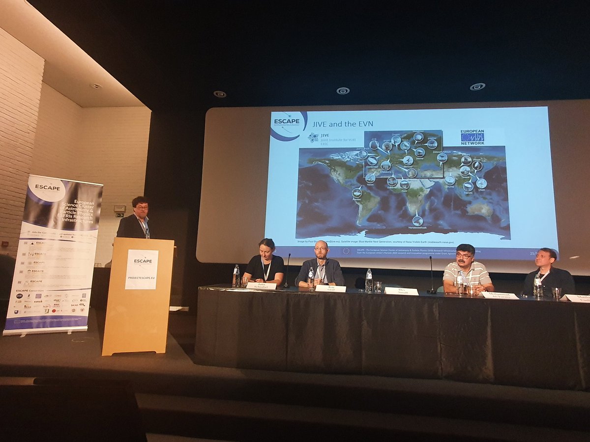 jivedirector's tweet photo. Good presence of @jivevlbi in @ESCAPE_EU #ESCAPEtotheFuture meeting! Getting the data of the #EuropeanVLBInetwork into @IVOAastro #EOSC #openscience https://t.co/skYHKMJJ9L
