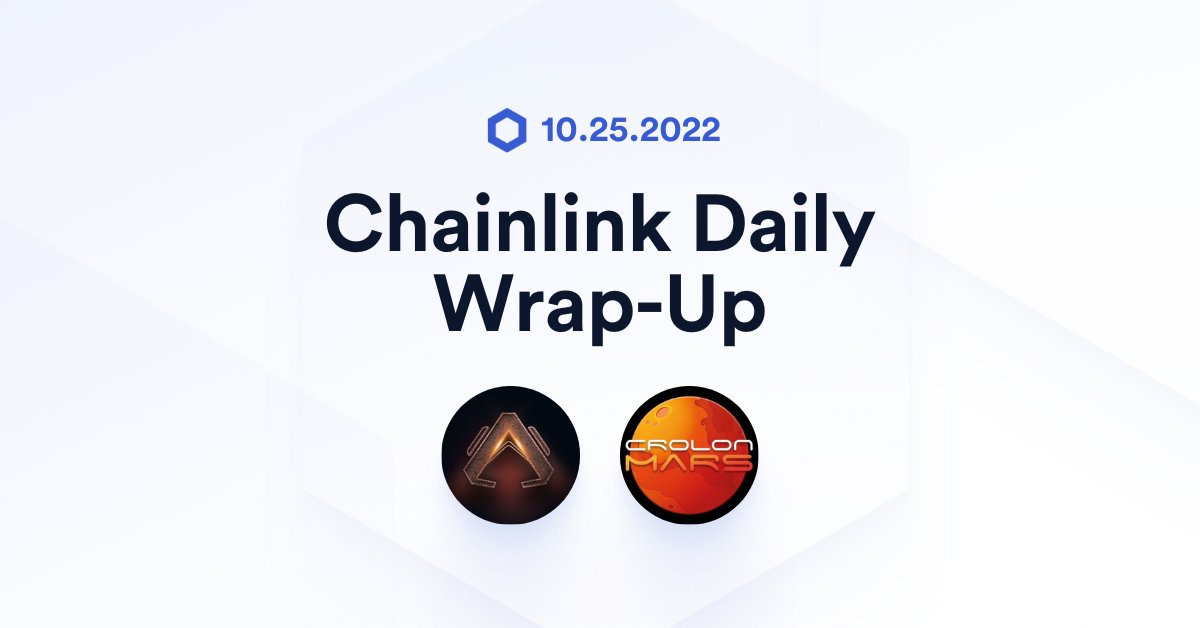 chainlink's tweet photo. ⬡ DAILY WRAP-UP ⬡
⛓️ Integrations on #Ethereum and #Polygon ⛓️
• @animeragame | VRF & Automation | Fairly minting & airdropping in-game #NFT items
• @CrolonMars | CPF | Displaying accurate prices https://t.co/OD8s2gL90S