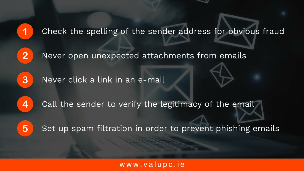 Valupc's tweet photo. #TechTipTuesdays💻

This weeks #TopTechTip - Check out our top tips to avoid email phishing scams!

#TopTips #TechTips #TechAdvice #TechnologyTips #TechTip #SmallBusinessTechnology #SmallBusinessTopTips #EmailPhishing #PhishingScams #Scams #CyberSecurity https://t.co/nENt0HCMvQ