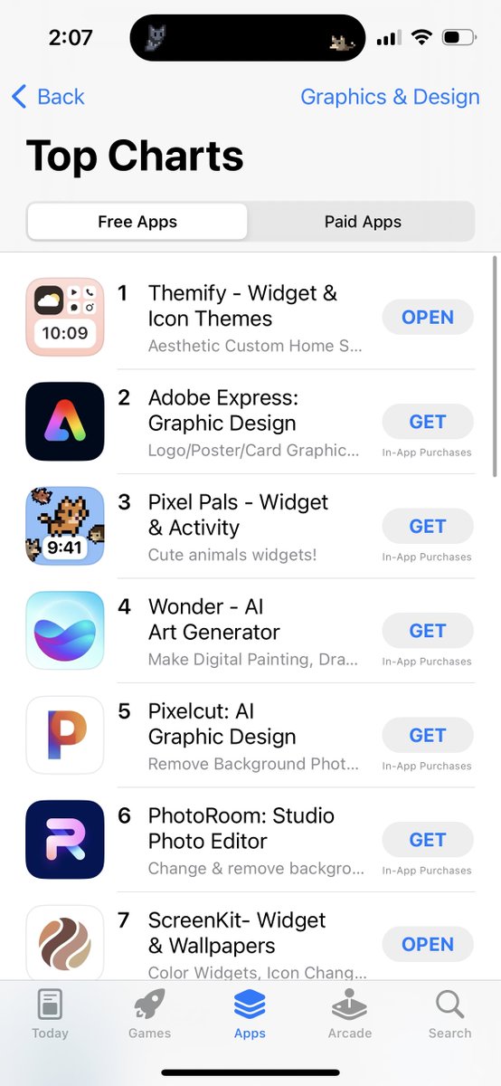 Woohoo, Pixel Pals is top 3 in free apps in Graphics & Design on the App Store! 🥳