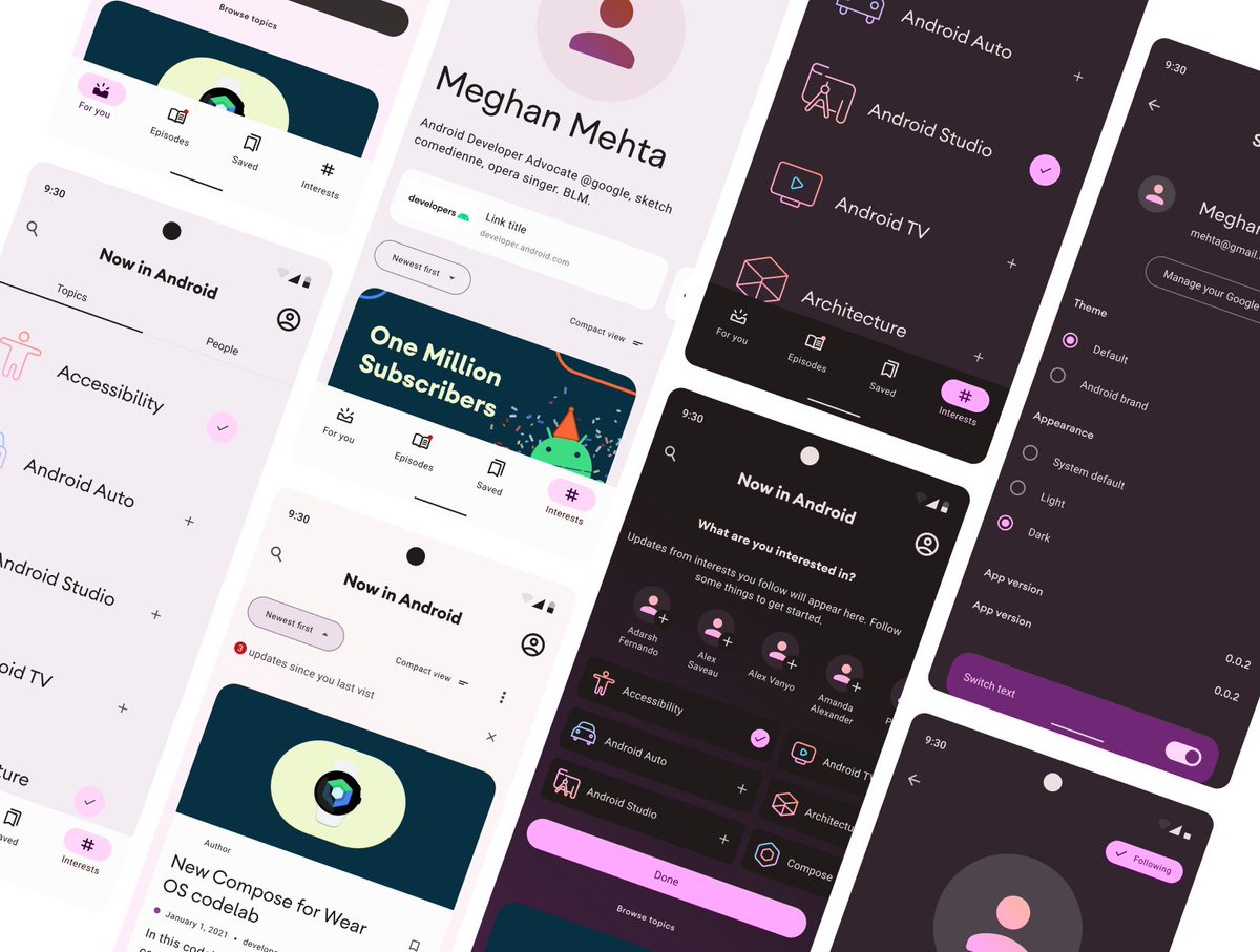 Explore the #NowInAndroid app design file in @figma and read our latest blog to learn how we created the theme, styles, and components for the Now in Android app. → goo.gle/3zdTr4s