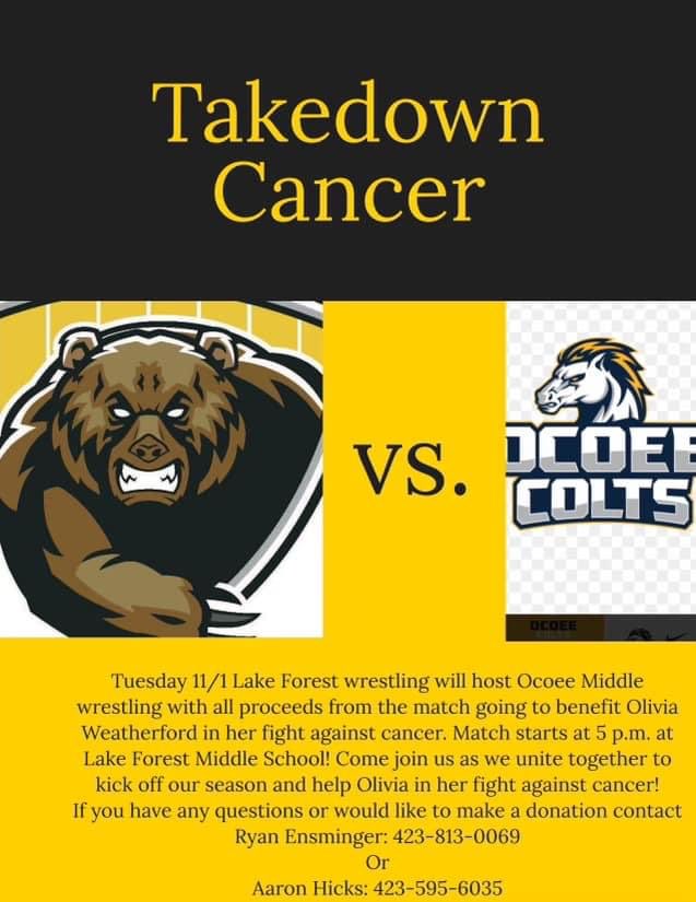 🤼‍♀️💜🤼WRESTLING FOR OLIVIA!🤼💜🤼‍♀️⭐️First home match •• Tuesday, November 1⭐️All proceeds will be donated to Olivia Weatherford’s family as she continues to fight pediatric cancer!⭐️Keep fighting, Olivia! The F💜REST FAMILY fights with you!
🖤 #ForestFamily
🤼 #championculture