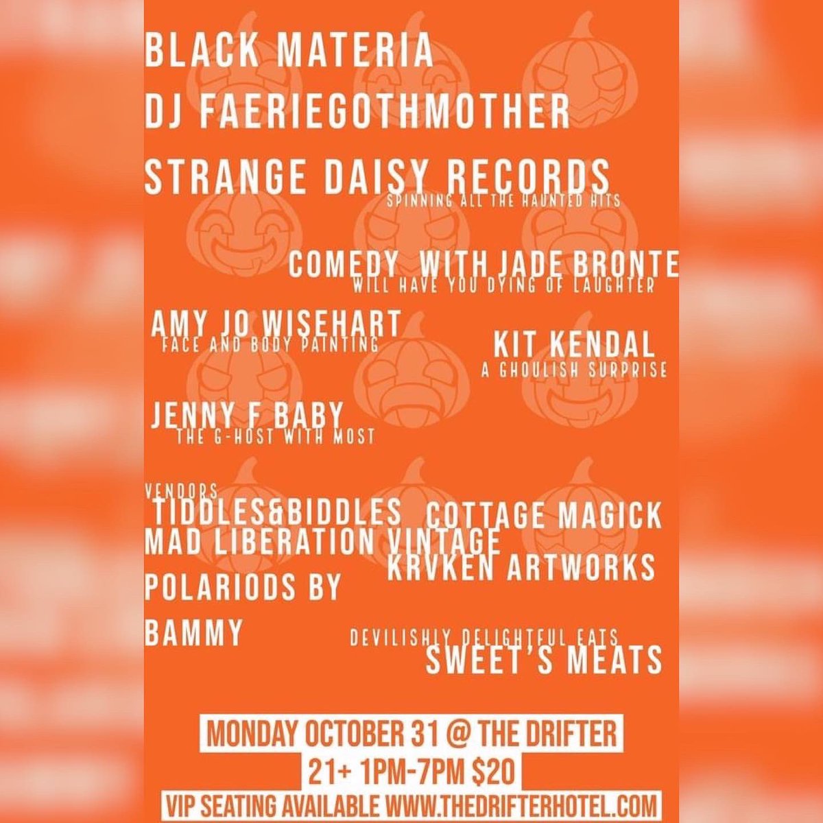 🎃 Looking to pregame before your Halloween Night festivities? Join us at The Drifter Hotel for an early-evening Halloween Market where Strange Daisy and friends will be spinning vinyl. 👻