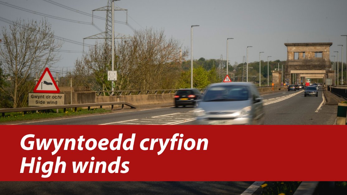 1/3 ADVANCE WARNING ⚠️ We’re expecting high winds. This may result in restrictions to cyclists, motorbikes and caravans on #A55 Britannia Bridge on the days and times below: 26/10/22⌚️05:00-21:00 28/10/22⌚️06:00-09:00 For more info➡️bit.ly/3gqve4a 🚗🚛🏍️