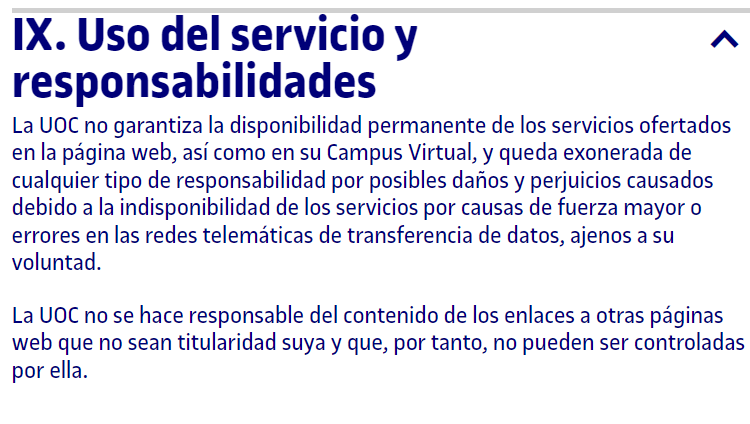 NGranados_UOC's tweet photo. @UOCindignada creo q una vez has pagado, estás #FUOCK(ed). Condiciones de contratación: "La UOC no garantiza la disponibilidad permanente de los servicios ofertados en la página web, así como en su Campus Virtual". En estudios 100% online, dudo de la legalidad de tal cláusula.🤔 https://t.co/V24RCQkxuk
