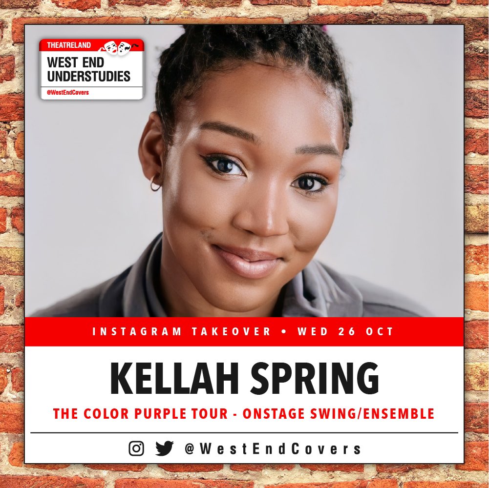 INSTAGRAM TAKEOVER: Cover Run Fun! 
Super excited for tomorrow where Kellah Spring (<a href="/KellahSpring/">Kellah.M.Spring</a>) will take you through a day at The Colour Purple UK Tour with their cover run in the afternoon followed by an evening performance! 🎭 Tune in tomorrow 🙌💜 instagram.com/westendcovers