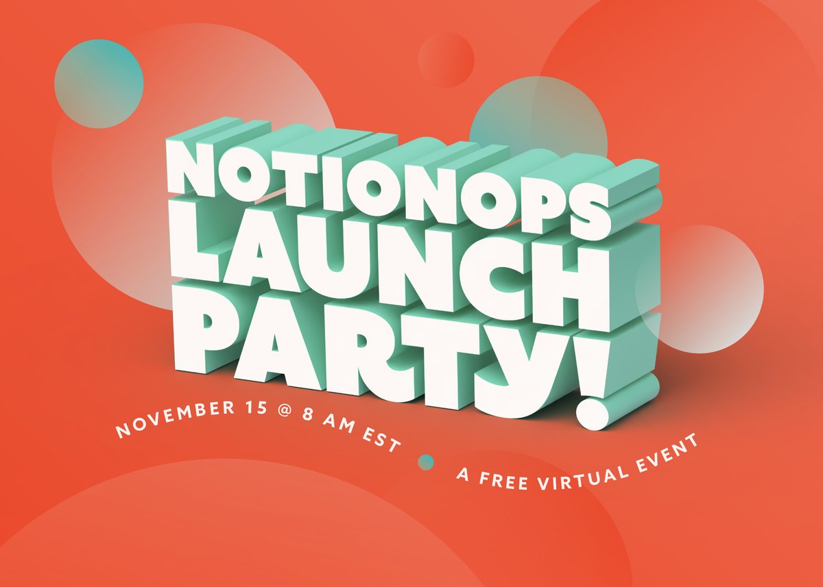 NotionOps's tweet photo. You're invited! 🎉 Join our live virtual launch party November 15 at 8 AM EST and get:

✔️ 50% off NotionOps for three months!
✔️ An exclusive look at upcoming features!
✔️ A chance to interact and share your ideas! 

Learn more and register at:
https://t.co/9NFoSl8vRV https://t.co/w0JF9y5wEo