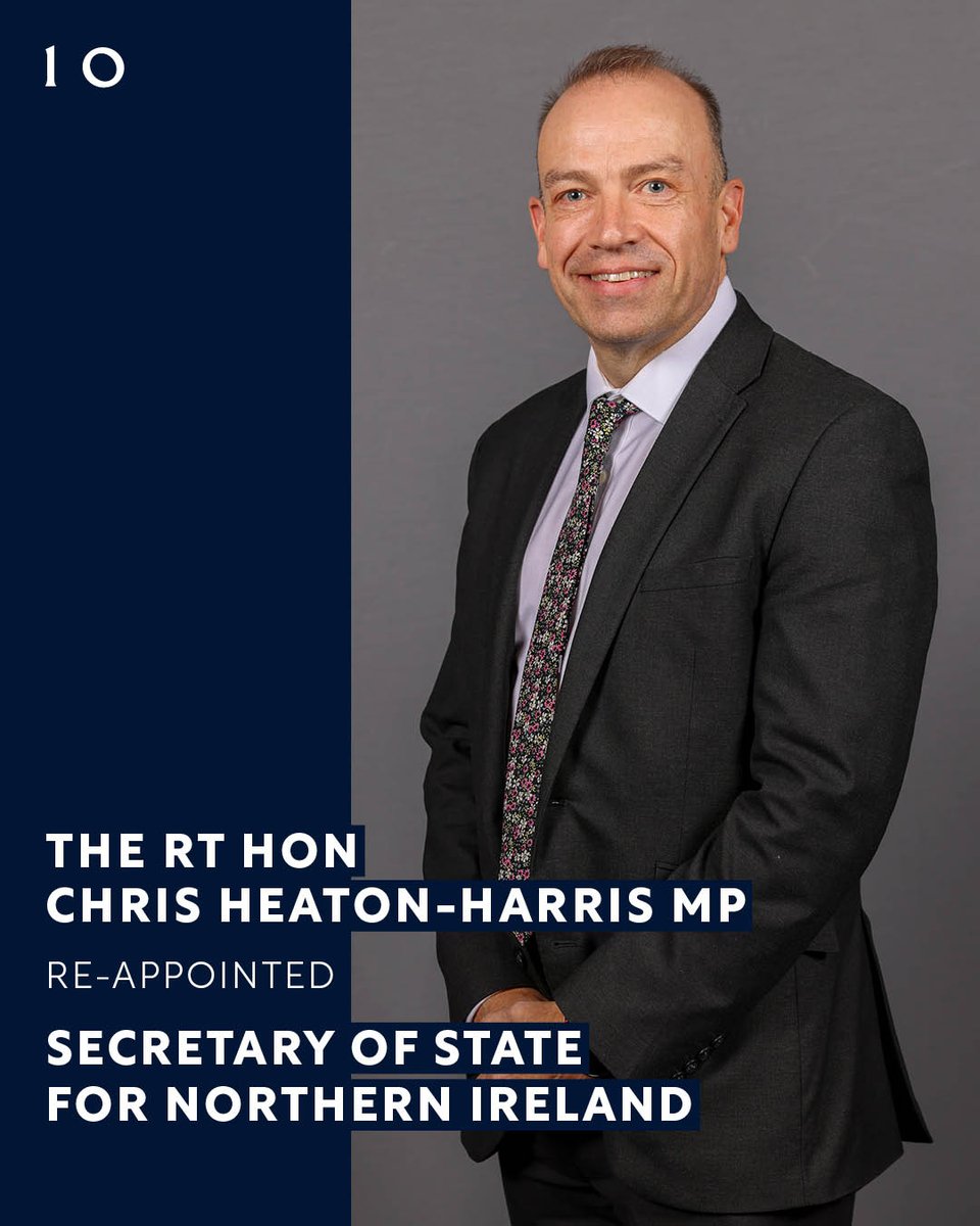 The Rt Hon Chris Heaton-Harris MP @chhcalling has been re-appointed as Secretary of State for Northern Ireland @NIOgov. #Reshuffle