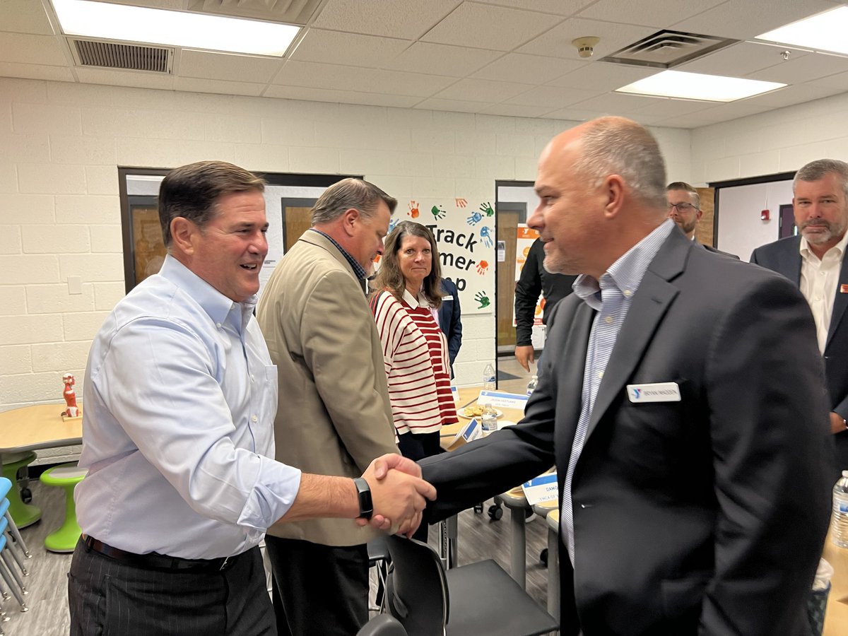 DougDucey's tweet photo. Made this announcement today at the Chris-Town YMCA, one of AZ OnTrack’s successful camp hosts. With another summer on the books, families – especially those in need – will benefit from this great program again. 2/ https://t.co/BtHgYIw8Y4