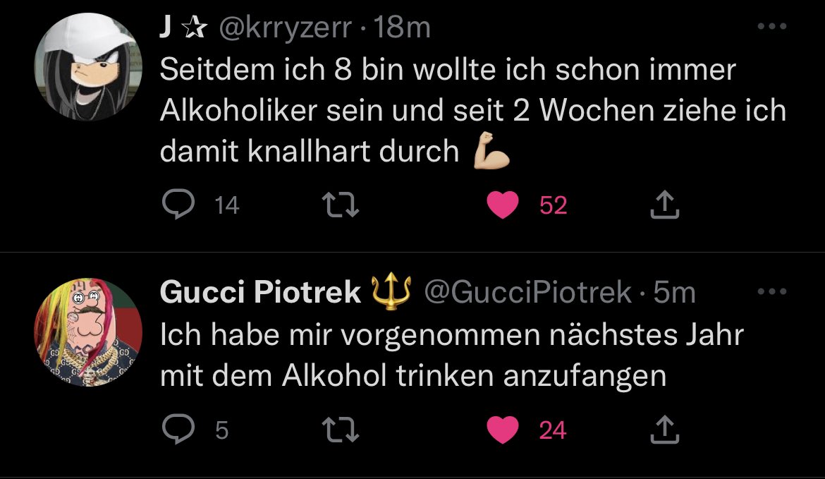 Sehe uns ab Januar bei den anonymen Alkoholikern Schnaps in den Kaffee schütten