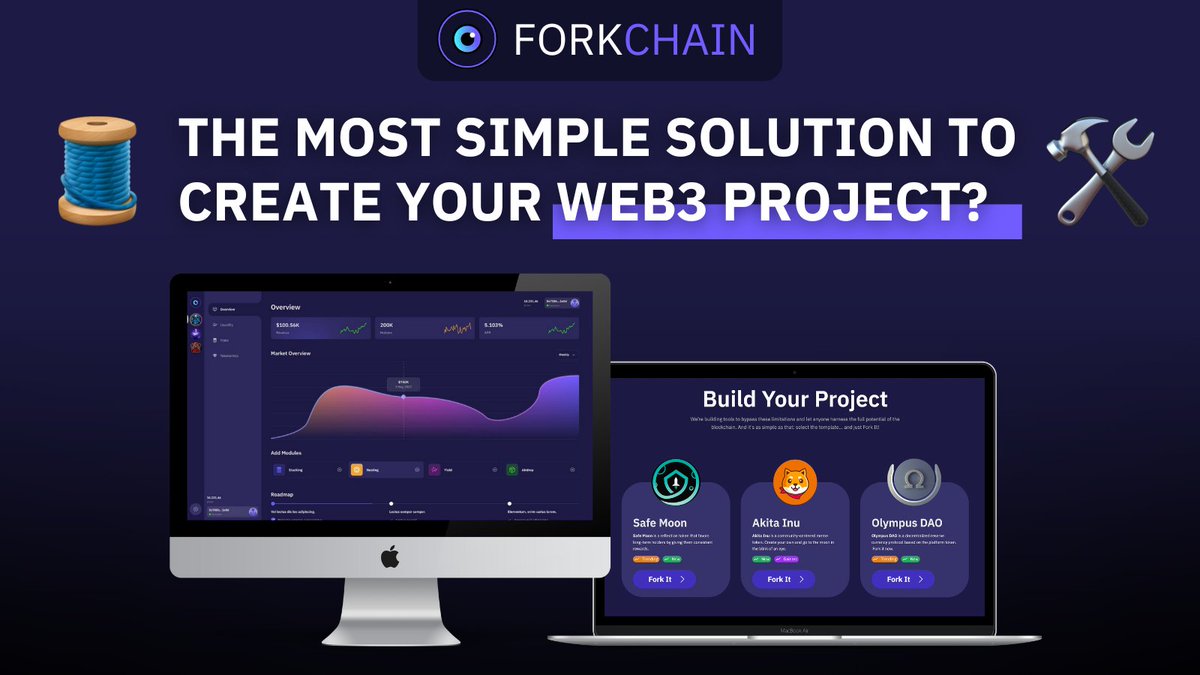 🧵 The most simple solution to create your web3 project? 🛠️

Even a monkey could make it work 🐒

🚀 Fast 
🔒 Secure 
✅ Easy to use 
📜 Multiple Templates

Discover ForkChain, the platform that breaks the technical and financial limits of web3 creation! 💥