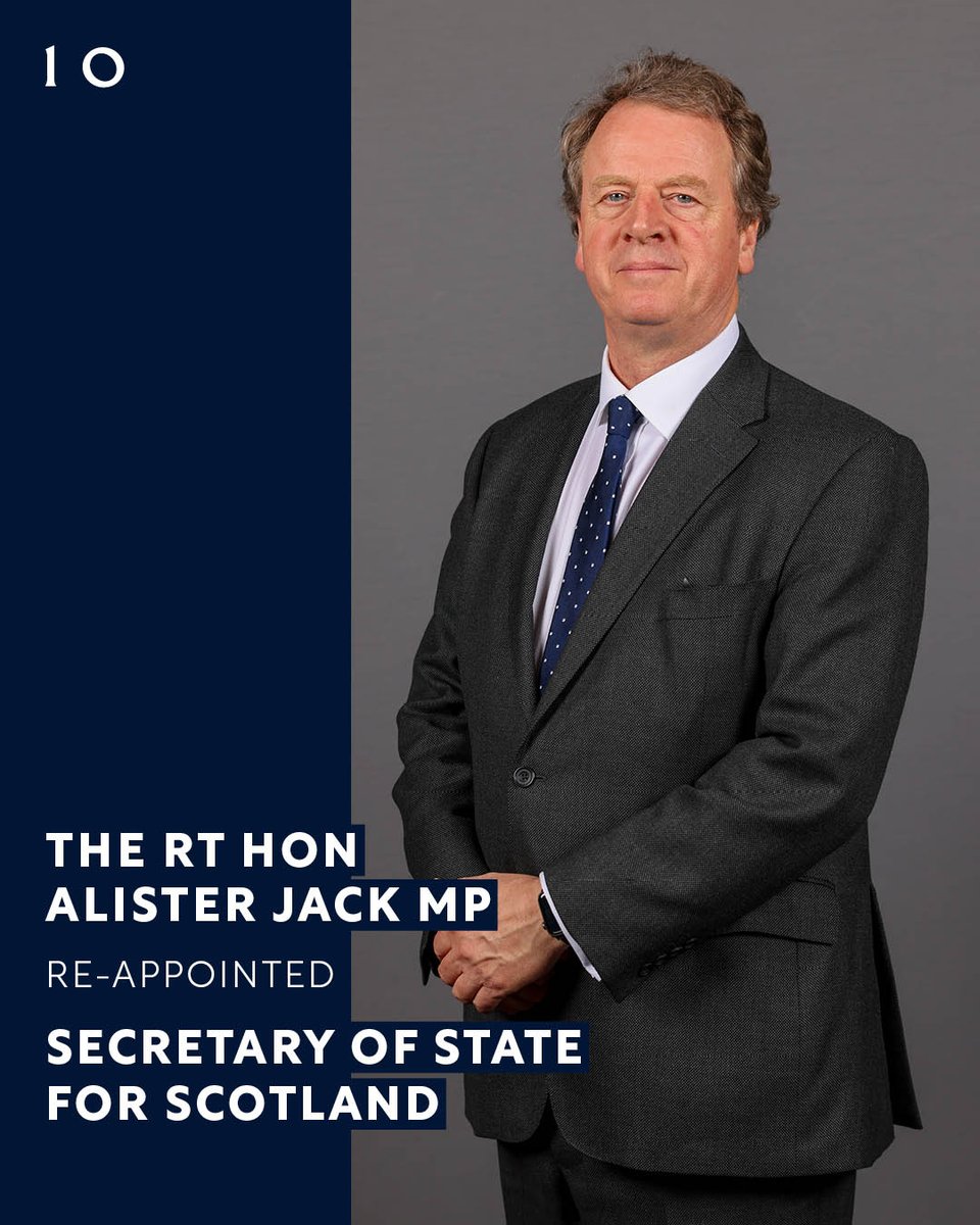 The Rt Hon Alister Jack MP has been re-appointed Secretary of State for Scotland @ScotSecofState. #Reshuffle