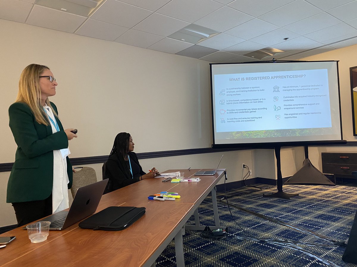 SarahJFF's tweet photo. Getting clear definitions about apprenticeship in this session with Krysti Specht and @myr4life1 at @jfftweets Pathways to Prosperity institute session! #PtoP10years and #ReimagineWorkAndLearning https://t.co/SYmYuMGVH0