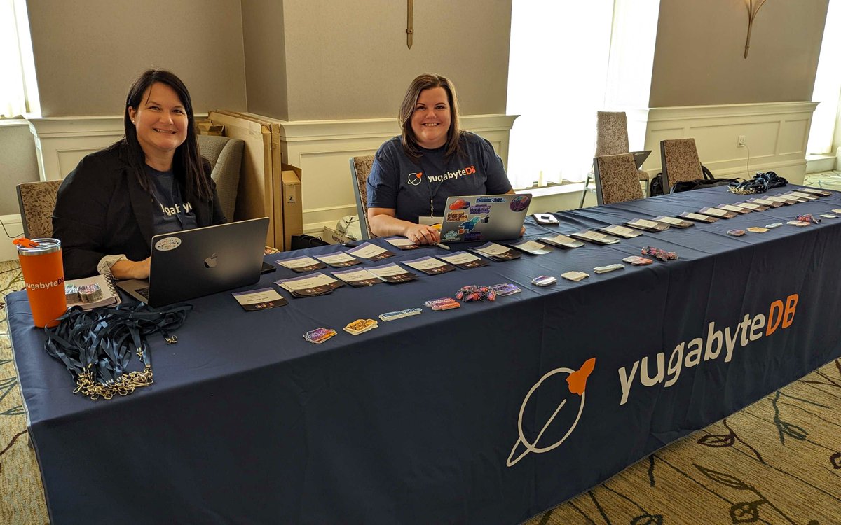 Yugabyte's tweet photo. The @Yugabyte team have worked their magic and the live Distributed SQL Summit at #KubeCon is now underway!💡

Don't forget to visit our Yugabeings at booth S60 (or virtually) this week to chat, bag cool swag, &amp; discover more about #YugabyteDB and #DistributedSQL! 🚀 https://t.co/mpuhc7ccjt