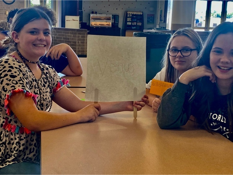 TISDLonghorns's tweet photo. Tarkington Middle School students researched information and performed a commercial persuading their teacher, Mrs. Fryar, why she should pick their planet to move to. Venus sounds amazing this time of year! Great job TMS students! https://t.co/pSelyMVMeN
