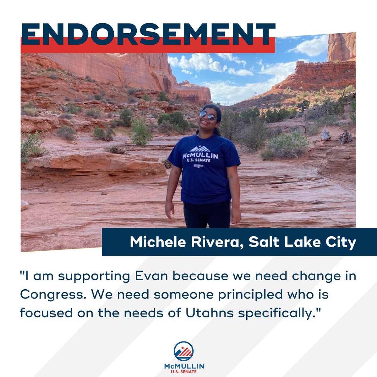 Thank you, Michele! Michele has been an incredible supporter and volunteer in the Salt Lake City area. I'm so grateful for everyone on #TeamEvan who is working hard to get out the word about the upcoming election and the movement we're building here in Utah.