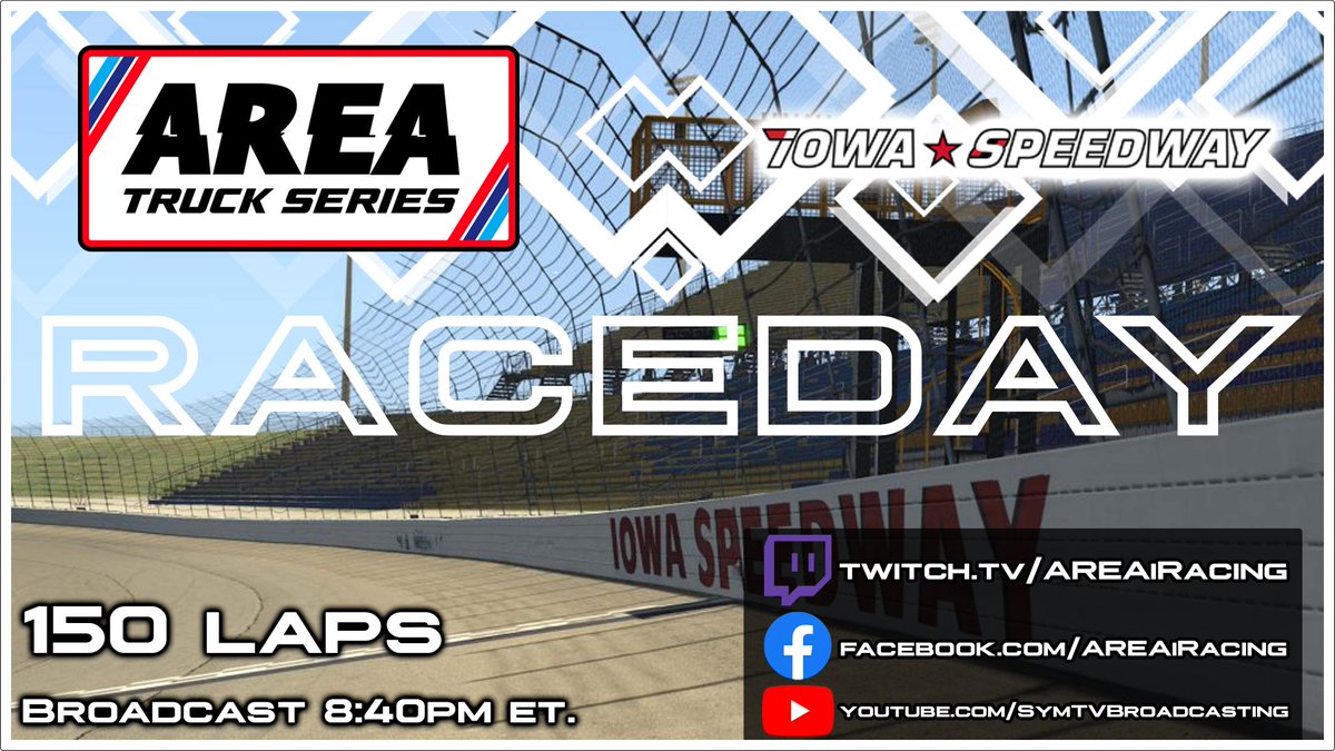 AREAiRacing's tweet photo. ⚪️ IT'S AREA TRUCK SERIES RACEDAY! 

We return to the Hawkeye State for 150 laps of truckin'. Which driver can punch their ticket to the #AREAPlayoffs with a win tonight? 

📺 https://t.co/JluHRdoOmq | Also live on FB and YT. https://t.co/Z5C8kPcZYl