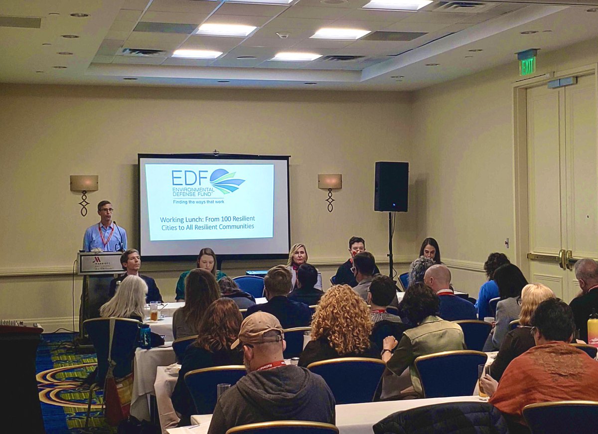 Happening now! <a href="/Will_McDow/">Will McDow</a> is kicking off the <a href="/EnvDefenseFund/">EDF</a> lunch panel, From 100 Resilient Cities to All Resilient Communities. 

Stay tuned for more from our panelists! #NAF2022