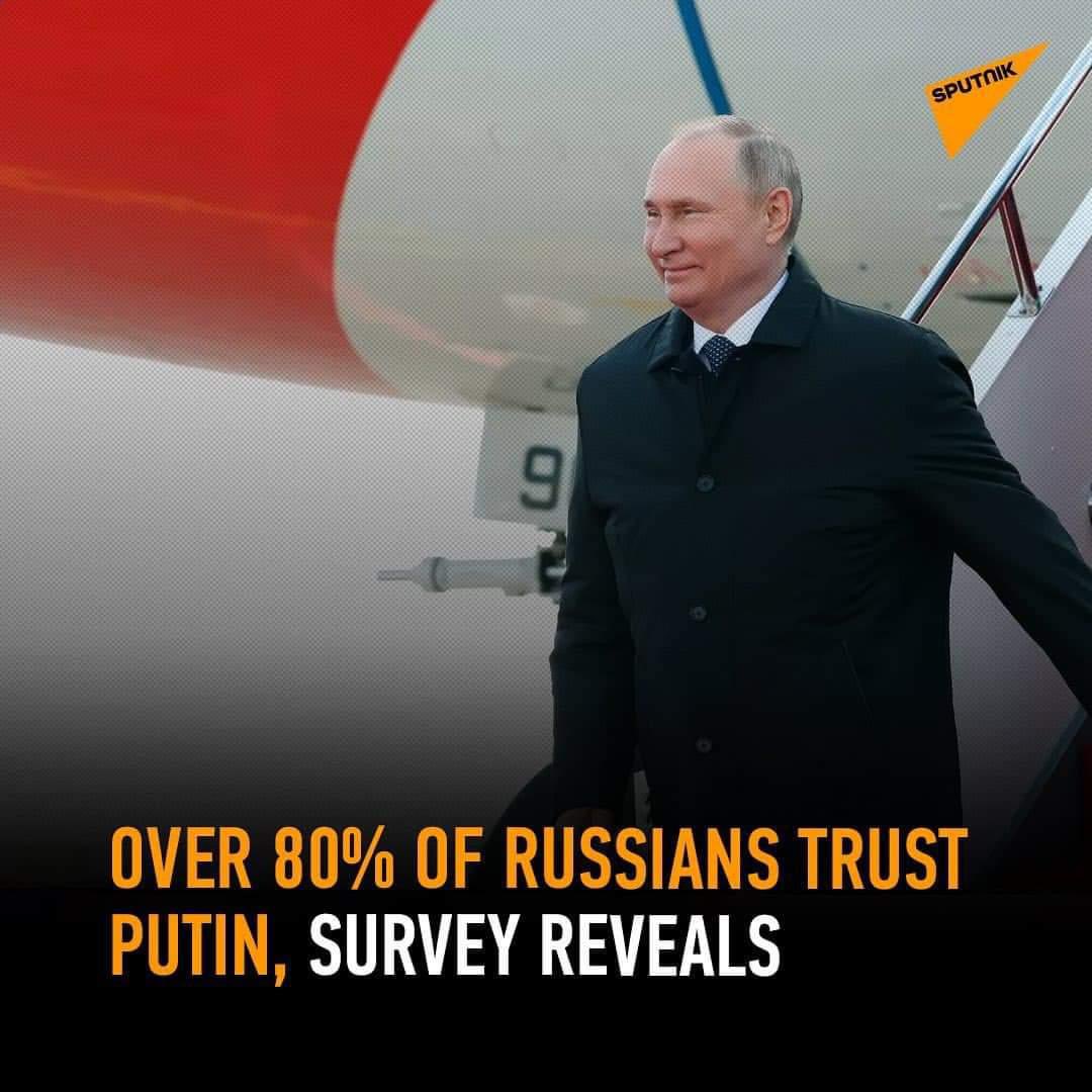 ‼️🇷🇺 Over 80% of Russians trust Putin, survey reveals #Russians #Putin