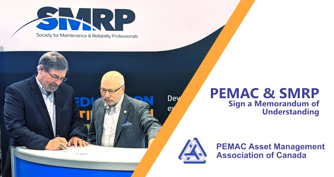 PEMAC_org's tweet photo. PEMAC &amp; @smrp are proud to announce that the associations have entered into a Memorandum of Understanding to extend their partnership.

Read the announcement here: https://t.co/22us4UQIjI

#maintenancemanagement  #reliability #assetmanagement #collaboration https://t.co/tzCmAi8yrb