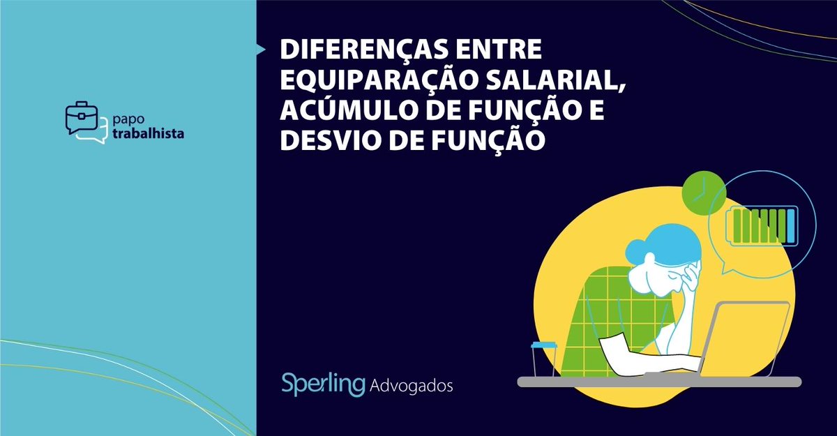 sperlingadv's tweet photo. No post do Papo Trabalhista desta semana, tratamos sobre as diferenças entre equiparação salarial, acúmulo de função e desvio de função.

Confira o material completo em nosso site: https://t.co/Zk7ul7MN98

#EquiparaçãoSalarial #PapoTrabalhista #SperlingAdvogados https://t.co/x31FaihIEn