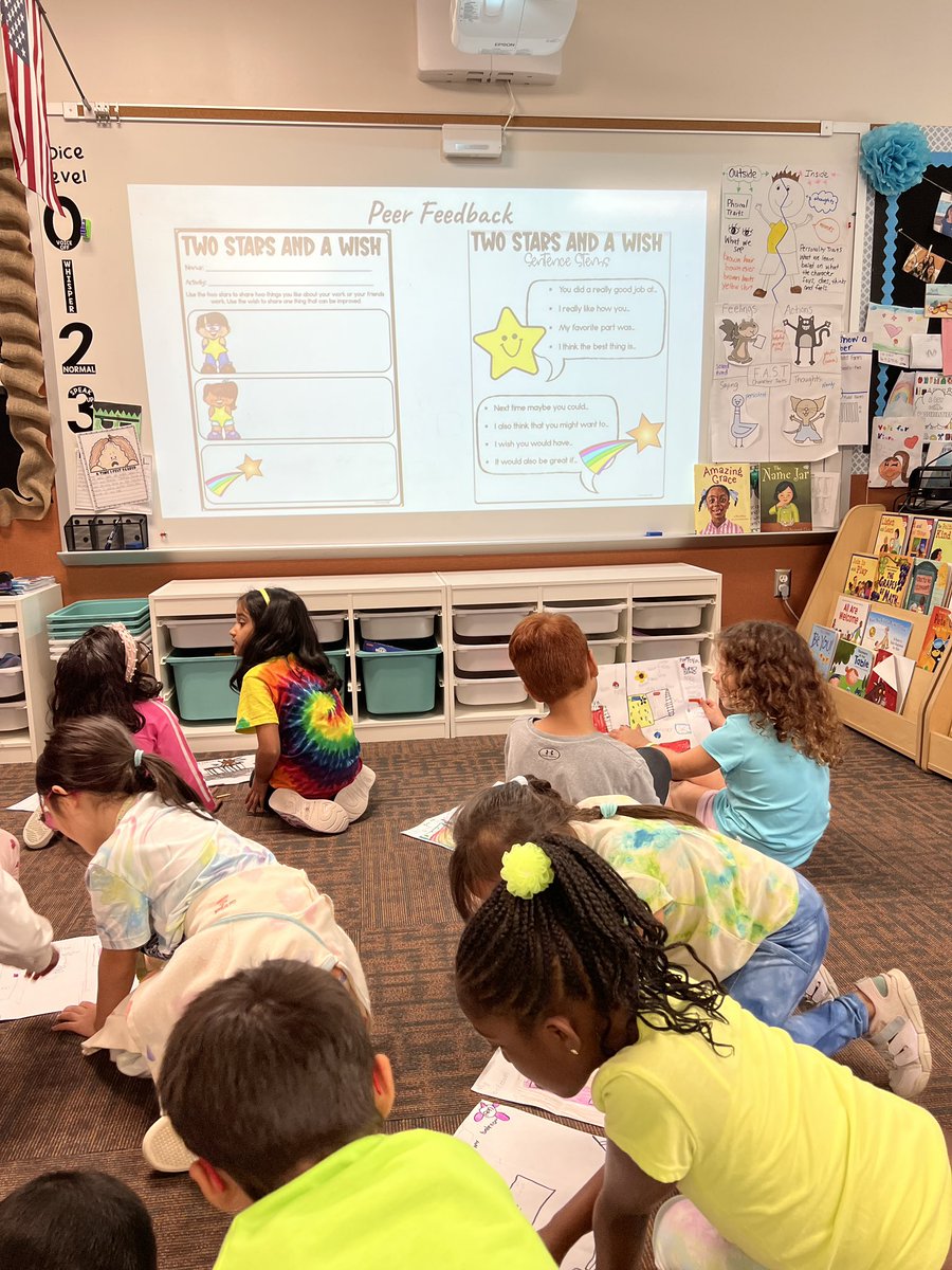 Peer Feedback during Social Studies!
Students are practicing with giving each other stars and wishes for the maps they created. 🗺 ⭐️ <a href="/FirstGrade_ASE/">ASE First Grade</a> <a href="/ASE_Dalmatians/">Sullivan Elementary</a> #firstgrade #PeerReview #goalsetting 

teacherspayteachers.com/Product/Peer-F…