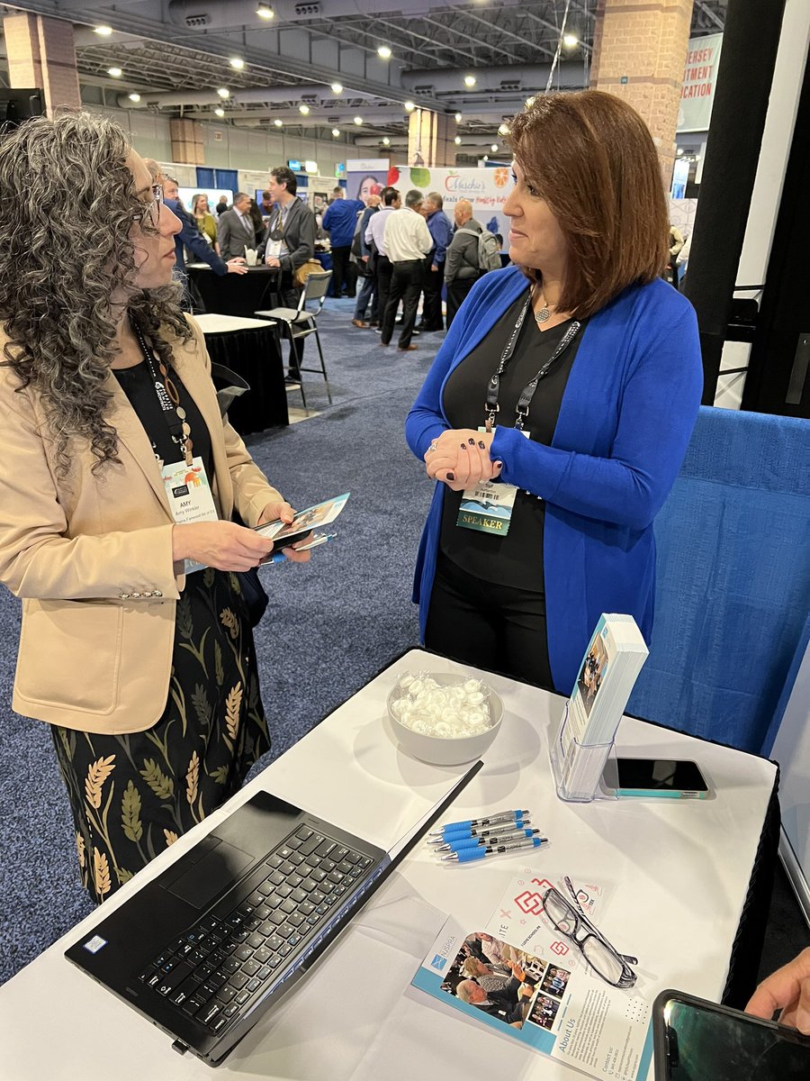 Busy, busy day here at @njsba Workshop 22! Thrilled to be spending time with these talented #schoolPR pros at @NJSchoolPRAssoc booth. @LauraGeltch @marensmags @sandycokeley @PVRTech