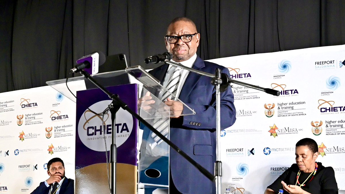 MictSeta's tweet image. Hon Minister @DrBladeNzimande Key Note Address: “SA is facing unprecedented challenges, grappling high levels of inequality and education. We need to face these challenges by responding with purpose and speed emphasising strategic partnerships.