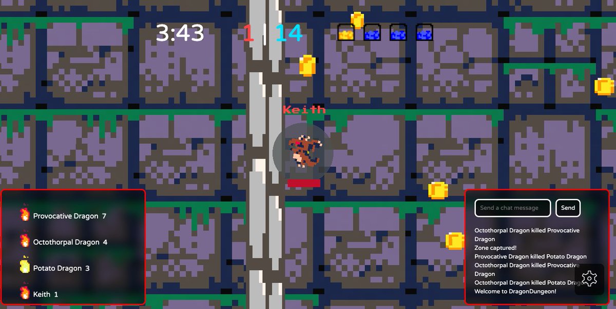 Check out a fun #multiplayer dragon game that a group of students made at a non-profit that teaches kids to code! Thanks for sharing Colyseus with students <a href="/litdotgames/">Lit.Games</a> 🔥

🐲Play DragonDungeon: dragondungeon.io
🖥️View Source Code:
github.com/dragondungeoni…