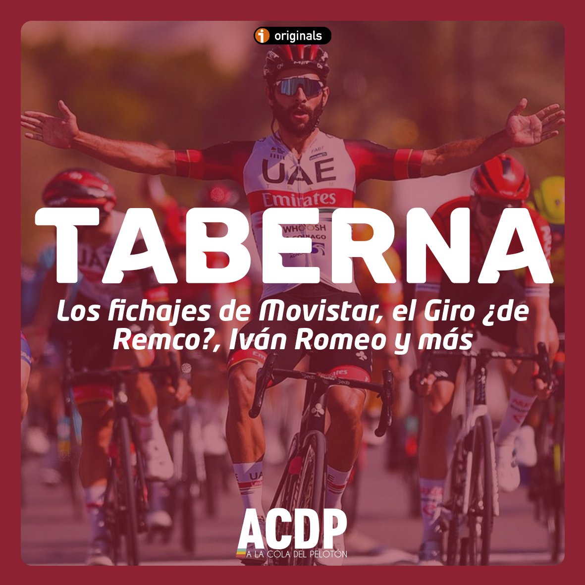ACDPeloton's tweet photo. 🎙️ #TabernaACDP | ¡Inauguramos la temporada de nuestra taberna!
Hablamos del sorprendente acuerdo de Abarca con la Federación Saudí, de los fichajes y del recorrido del Giro.
🗣️ Os traemos una amplia charla con @ivanromeo_03.
¡Ya en @ivoox! ➡️ https://t.co/mysSBlAhAn https://t.co/THTlqpjcZ3