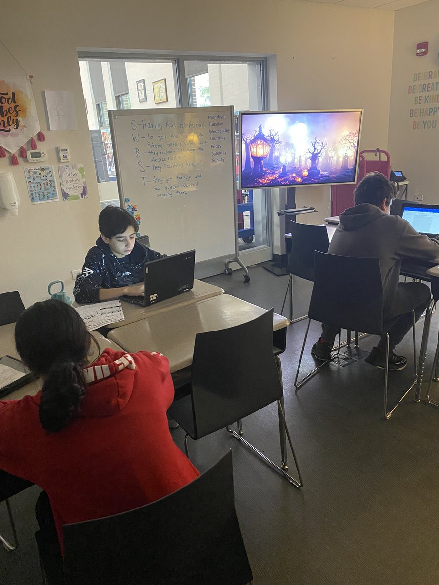 Listening to spooky music while we write our spooky stories 👻 <a href="/LincolnD64/">LincolnD64</a> #engageD64