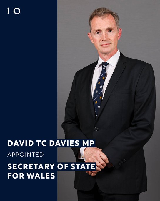 David TC Davies MP appointed Secretary of State for Wales.