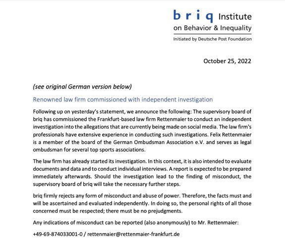 JakeVigdor's tweet photo. The presumption of innocence, subtly referenced in this new @briq_institute release, is morally defensible when the accuser (e.g., the state) is powerful and the accused powerless.

In harassment, however, the roles are reversed. Almost always, the accused is the powerful one. https://t.co/pVtBdCmhKY